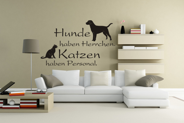 Wandtattoo "Hunde haben Herrchen Katzen haben Personal" online bei
